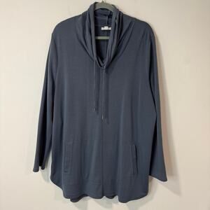 J. Jill Pure Jill Luxe Tencel Tunic Top Pullover Cowlneck Stretch Blue Grey XL